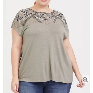 Torrid Sage Green Crochet Top